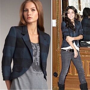 Elizabeth And James Ivy Buffalo Plaid Blazer Teal